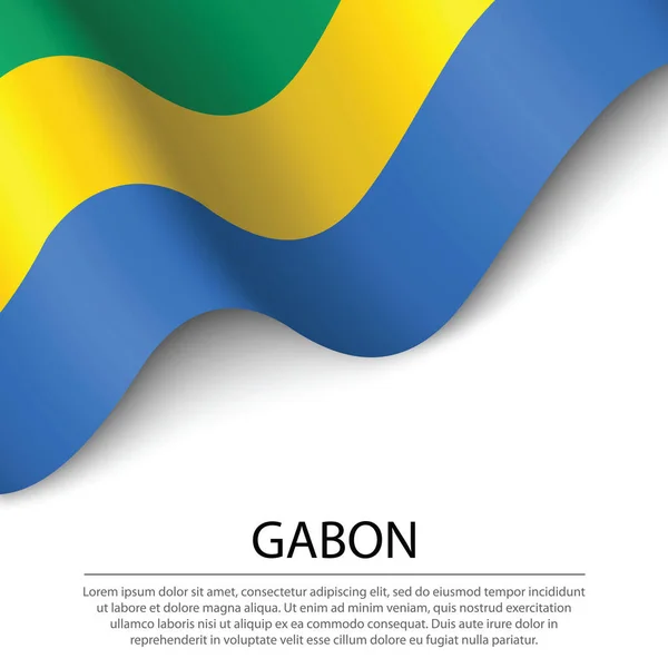 Κυματιστή Σημαία Της Γκαμπόν Λευκό Φόντο Πρότυπο Διάνυσμα Banner Κορδέλας — Διανυσματικό Αρχείο