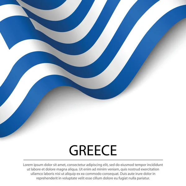 Ondeando Bandera Grecia Sobre Fondo Blanco Plantilla Vector Banner Cinta — Archivo Imágenes Vectoriales