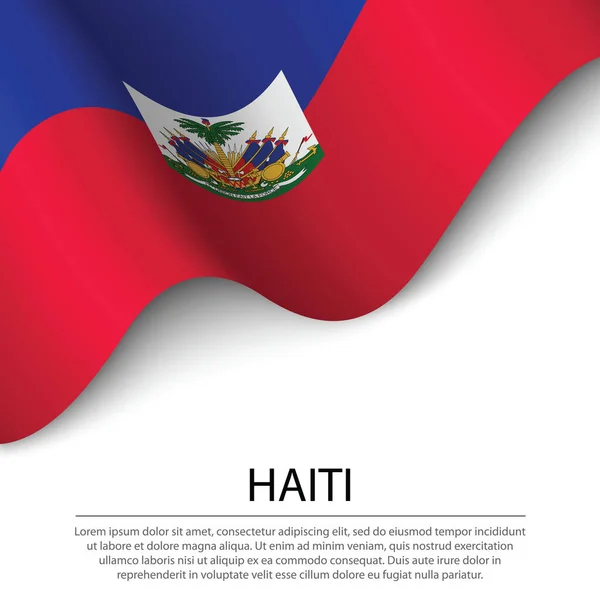 Ondeando Bandera Haití Sobre Fondo Blanco Plantilla Vector Banner Cinta — Archivo Imágenes Vectoriales