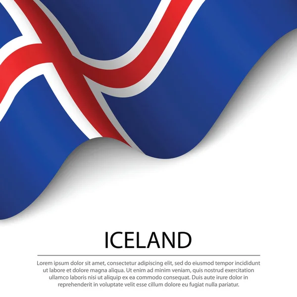 Macha Flagą Islandii Białym Tle Szablon Wektora Sztandaru Lub Wstążki — Wektor stockowy