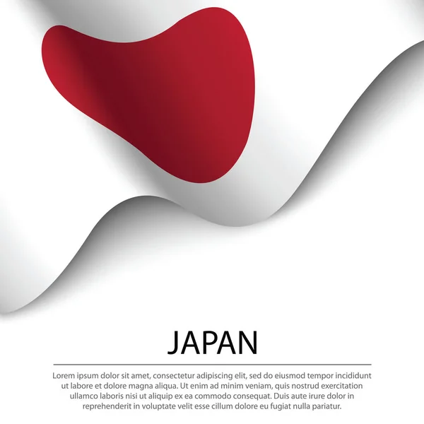 Macha Flagą Japonii Białym Tle Szablon Wektora Sztandaru Lub Wstążki — Wektor stockowy