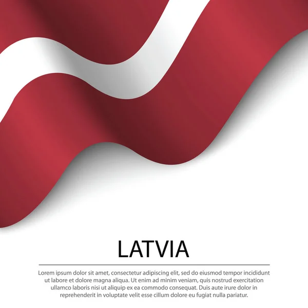 Drapeau Lettonie Sur Fond Blanc Modèle Bannière Ruban Vectoriel Pour — Image vectorielle