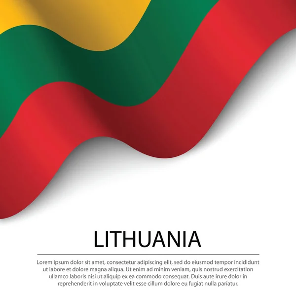 Machająca Flaga Litwy Białym Tle Szablon Wektora Sztandaru Lub Wstążki — Wektor stockowy