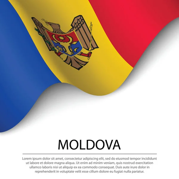 Macha Flagą Mołdawii Białym Tle Szablon Wektora Sztandaru Lub Wstążki — Wektor stockowy