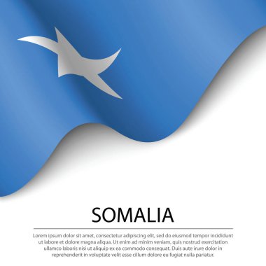Beyaz arka planda Somali bayrağı sallıyor. Bağımsızlık Günü için bayrak veya kurdele vektör şablonu