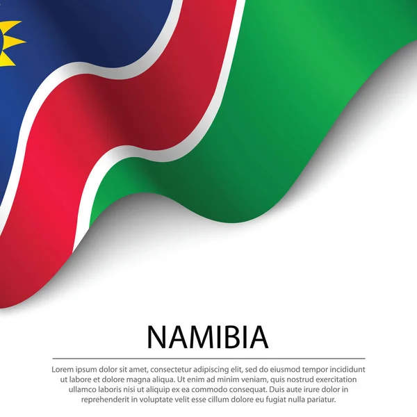 ナミビアの国旗を白地に振っている 独立記念日のためのバナーまたはリボンベクトルテンプレート — ストックベクタ