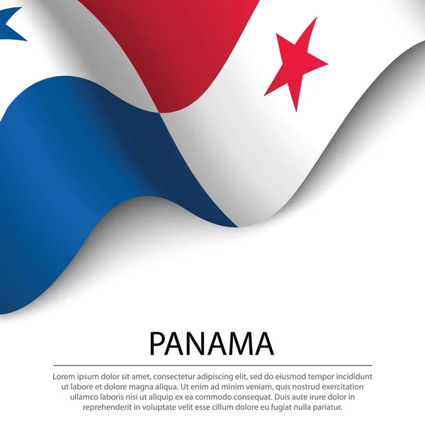 Drapeau Panama Agitant Sur Fond Blanc Modèle Bannière Ruban Vectoriel — Image vectorielle
