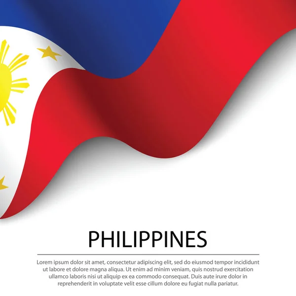 Beyaz Arka Planda Filipinler Bayrağı Sallıyor Bağımsızlık Günü Için Bayrak — Stok Vektör