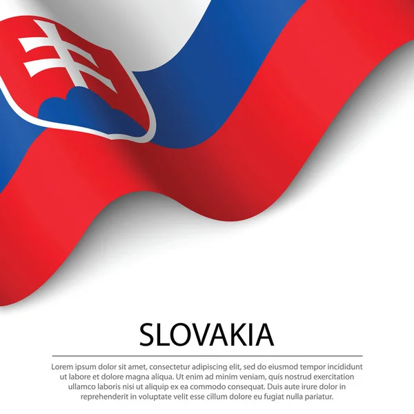 白い背景にスロバキアの波のフラグ 独立記念日のためのバナーまたはリボンベクトルテンプレート — ストックベクタ