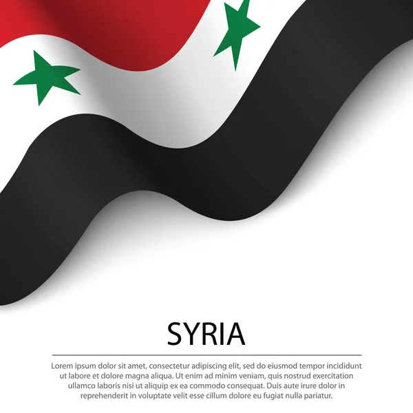 Ondeando Bandera Siria Sobre Fondo Blanco Plantilla Vector Banner Cinta — Archivo Imágenes Vectoriales