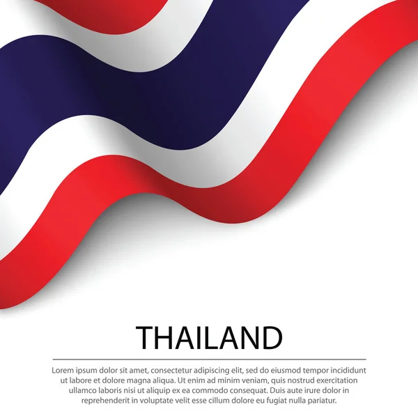 白い背景にタイの旗を振っています 独立記念日のためのバナーまたはリボンベクトルテンプレート — ストックベクタ