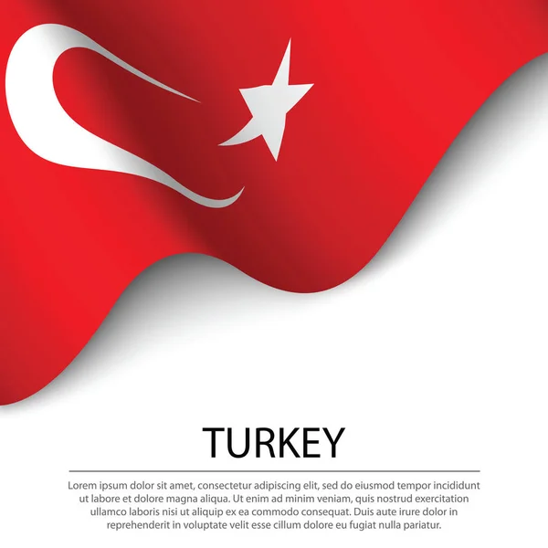 Beyaz Arka Planda Türkiye Bayrağı Sallıyor Bağımsızlık Günü Için Bayrak — Stok Vektör