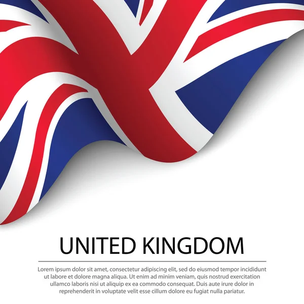 Waving Zászló Egyesült Királyság Fehér Háttérrel Banner Vagy Szalag Vektor — Stock Vector