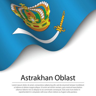 Astrakhan Oblastı 'nın dalgalanan bayrağı Rusya' nın beyaz arka planda kalan bir bölgesidir. Sancak veya kurdele vektör şablonu 
