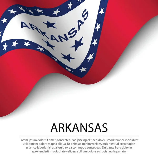 Drapeau Agitant Arkansas Est État Des États Unis Sur Fond — Image vectorielle