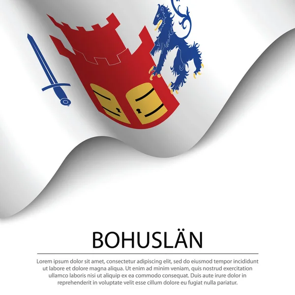 Waving Flag Bohuslan Una Provincia Suecia Sobre Fondo Blanco Plantilla — Vector de stock