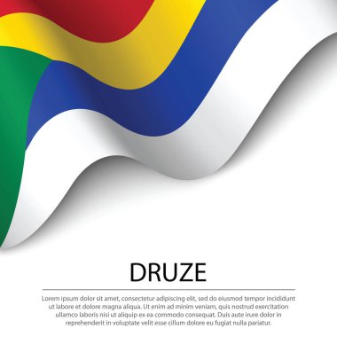 Beyaz arka planda Druze bayrağı sallıyor. Sancak veya kurdele vektör şablonu 
