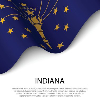 Indiana bayrağı sallamak beyaz arka planda bulunan bir ABD eyaletidir. Sancak veya kurdele vektör şablonu