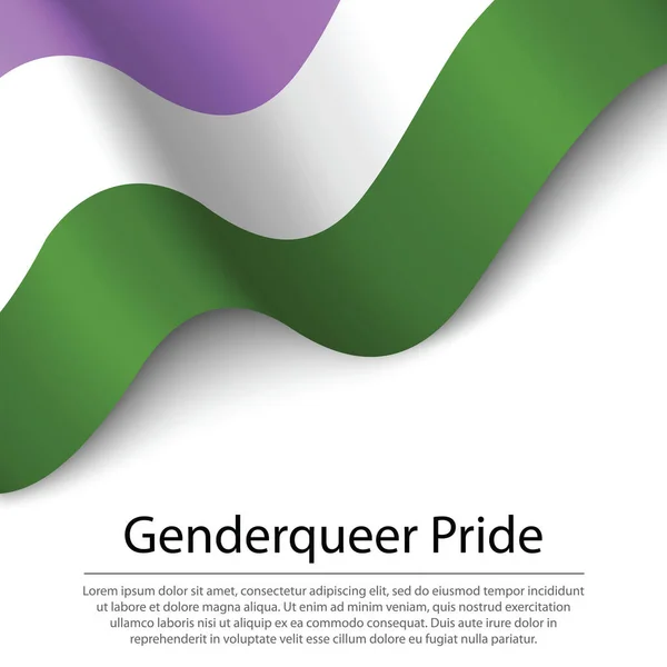 Ondeando Bandera Del Orgullo Los Genderqueer Sobre Fondo Blanco Plantilla — Archivo Imágenes Vectoriales