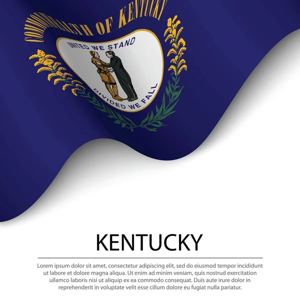 Kentucky Bayrağı Sallamak Beyaz Arka Planda Abd Nin Bir Eyaletidir — Stok Vektör