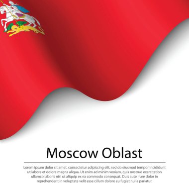 Moskova Oblastı dalgalanan bayrağı Rusya 'nın beyaz arka planda kalan bir bölgesidir. Sancak veya kurdele vektör şablonu 