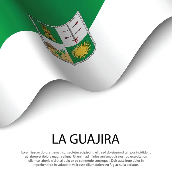 Att Vifta Med Guajiras Flagga Region Colombia Med Vit Bakgrund — Stock vektor