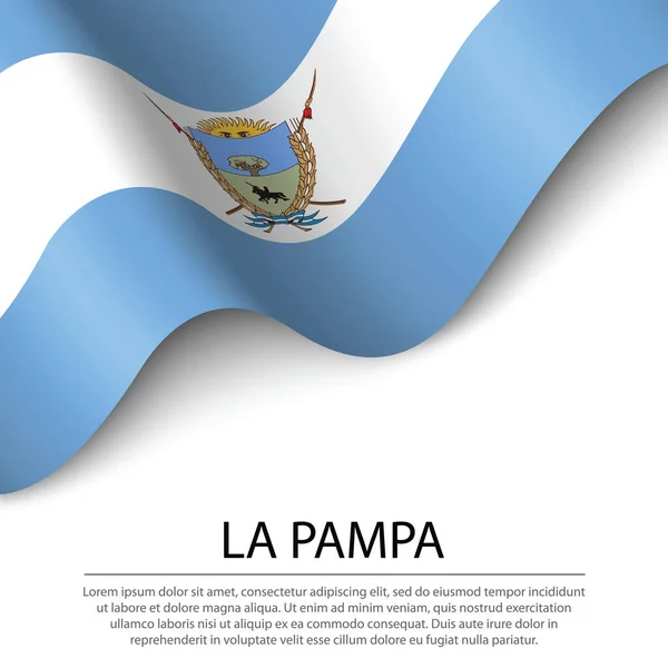 Ondeando Bandera Pampa Una Región Argentina Sobre Fondo Blanco Plantilla — Vector de stock