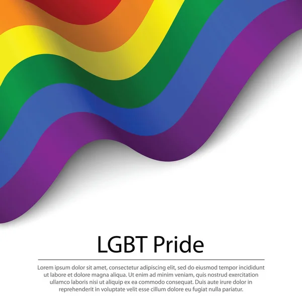Κυματιστή Σημαία Της Lgbt Pride Λευκό Φόντο Πρότυπο Φορέα Banner — Διανυσματικό Αρχείο