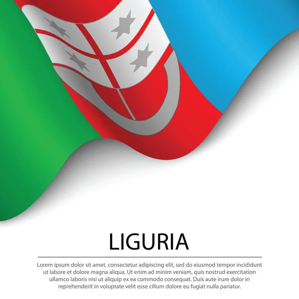 Drapeau Agitant Ligurie Est Une Région Italie Sur Fond Blanc — Image vectorielle