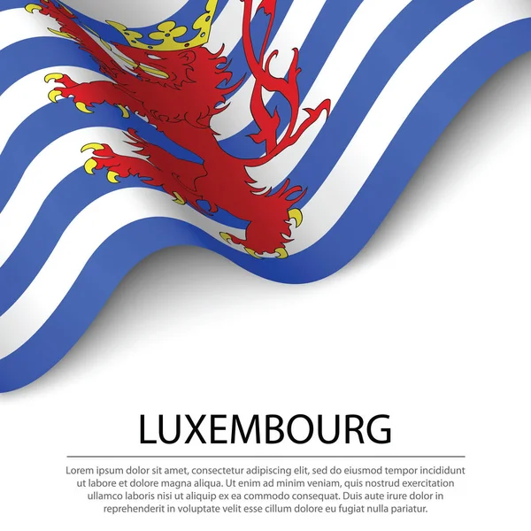 Ondeando Bandera Luxemburgo Una Provincia Bélgica Sobre Fondo Blanco Plantilla — Vector de stock