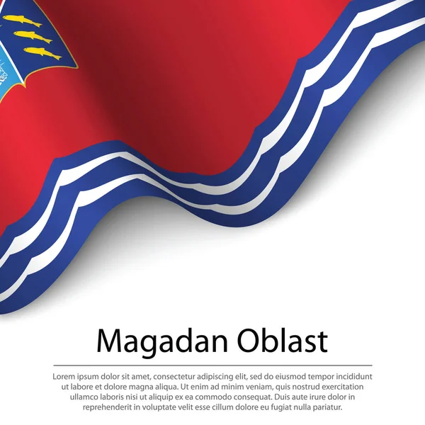 Флагом Магаданской Области Является Регион России Белом Фоне Шаблон Вектора — стоковый вектор