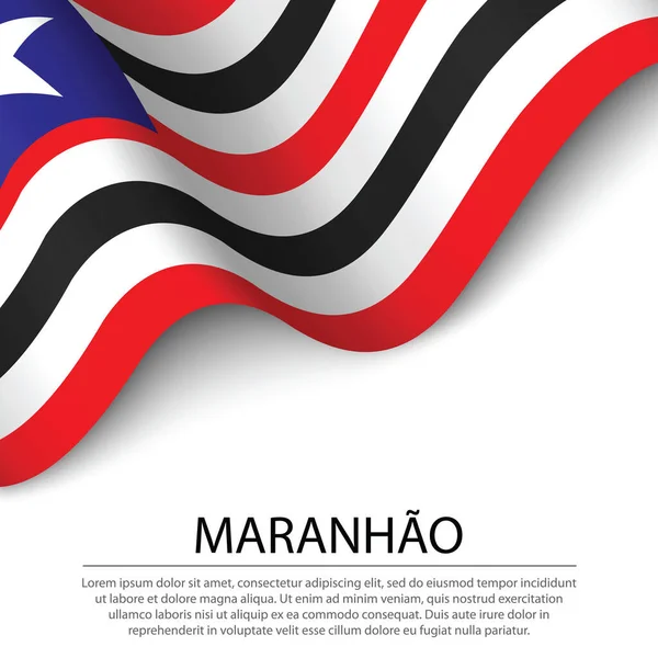 Ondeando Bandera Maranhao Estado Brasil Sobre Fondo Blanco Plantilla Vector — Archivo Imágenes Vectoriales