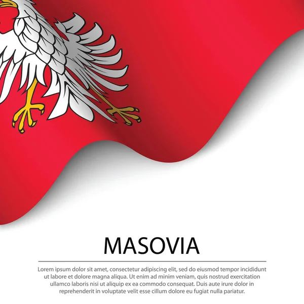 Machająca Flaga Województwa Mazowieckiego Region Polski Białym Tle Wzór Wektora — Wektor stockowy