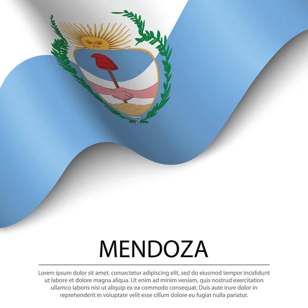 Viftande Flagga Mendoza Region Argentina Vit Bakgrund Mall För Banderoll — Stock vektor