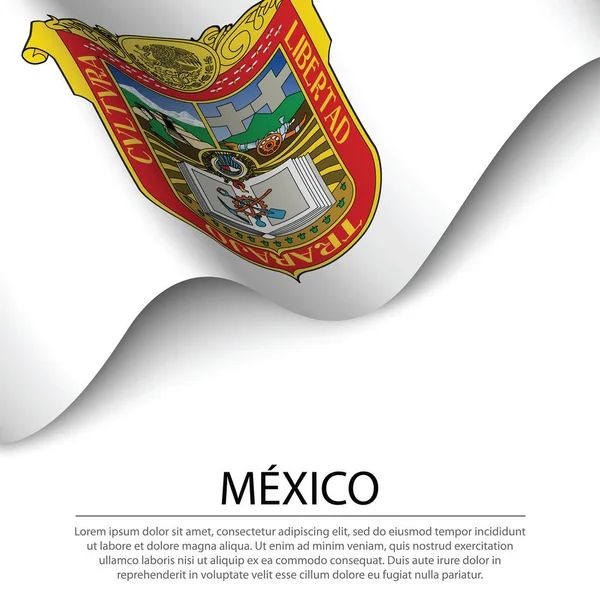 Ondeando Bandera México Estado México Sobre Fondo Blanco Plantilla Vector — Archivo Imágenes Vectoriales