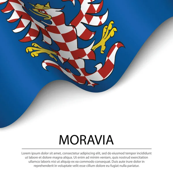 Morvaország Zászlaját Lobogtatva Fehér Háttérrel Banner Vagy Szalagvektor Sablonja — Stock Vector