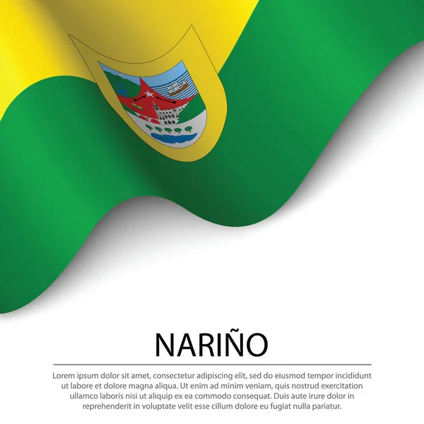 Att Vifta Med Narinos Flagga Region Colombia Med Vit Bakgrund — Stock vektor