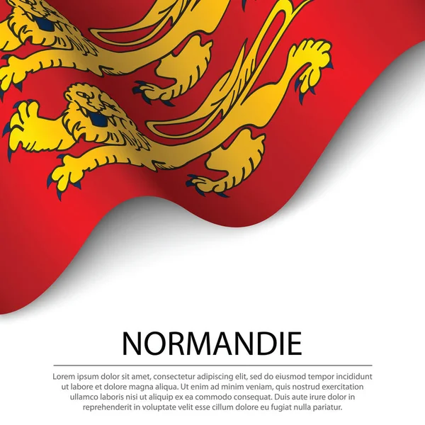 Bandiera Sventolante Della Normandia Una Regione Della Francia Sfondo Bianco — Vettoriale Stock