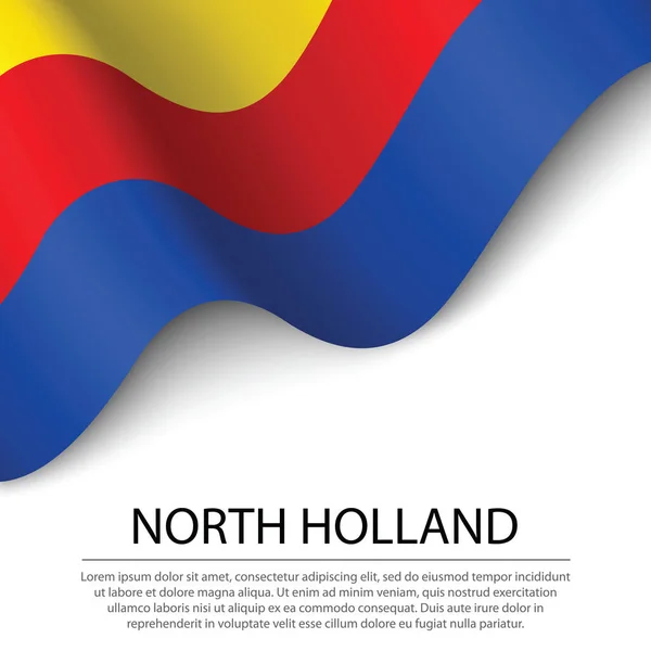 Waving Flag North Holland 네덜란드의 국기이다 템플릿 — 스톡 벡터