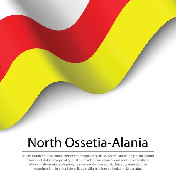 Bandeira Ondulante Ossétia Norte Alânia Uma Região Rússia Sobre Fundo —  Vetores de Stock