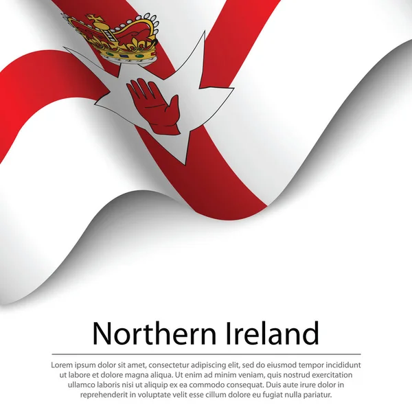 Acenando Bandeira Irlanda Norte Uma Região Reino Unido Sobre Fundo — Vetor de Stock