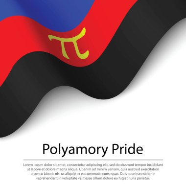 Beyaz arka planda Polyamory Pride bayrağı sallıyor. Sancak veya kurdele vektör şablonu 