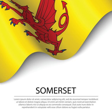 Somerset dalgalanan bayrağı, beyaz arka planda İngiltere 'nin bir ilçesidir. Sancak veya kurdele vektör şablonu 