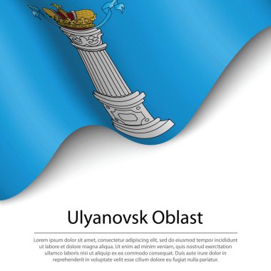 Ulyanovsk Oblastının dalgalanan bayrağı Rusya 'nın beyaz arka planda kalan bir bölgesidir. Sancak veya kurdele vektör şablonu 
