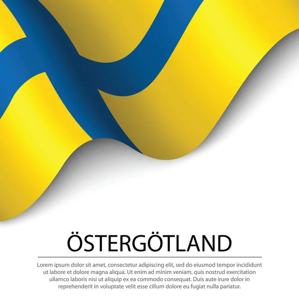 Прапор Остерготланду Провінція Швеції Білому Тлі Граничний Або Стрічковий Вектор — стоковий вектор
