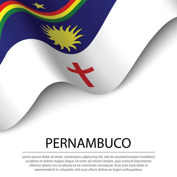 Κυματιστή Σημαία Του Pernambuco Είναι Μια Πολιτεία Της Βραζιλίας Λευκό — Διανυσματικό Αρχείο