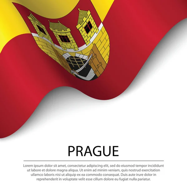 プラハの旗は白い背景にチェコ共和国の領域です バナーまたはリボンベクトルテンプレート — ストックベクタ
