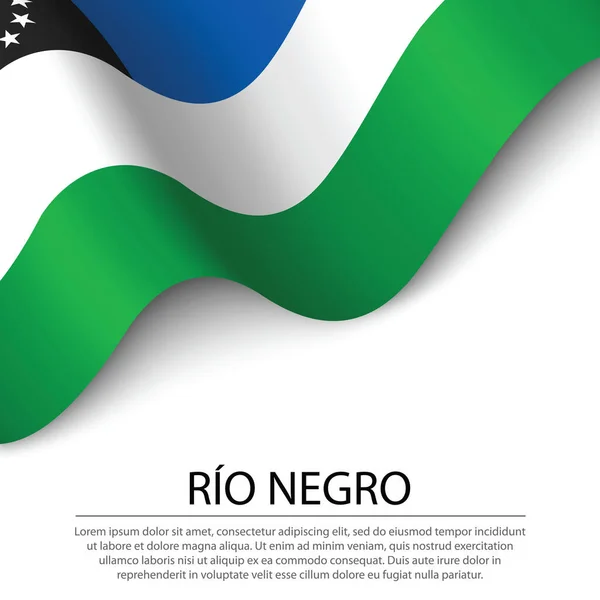 Ondeando Bandera Río Negro Una Región Argentina Sobre Fondo Blanco — Archivo Imágenes Vectoriales