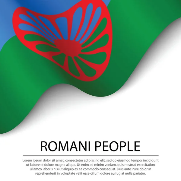 Macha Flagą Romów Białym Tle Wzór Wektora Sztandaru Lub Wstążki — Wektor stockowy