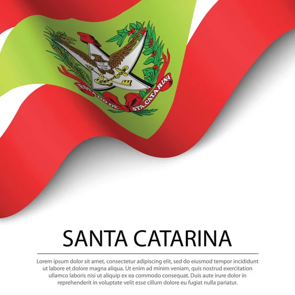 Santa Catarinas Flagg Delstat Brasil Hvit Bakgrunn Modell Banner Eller – stockvektor